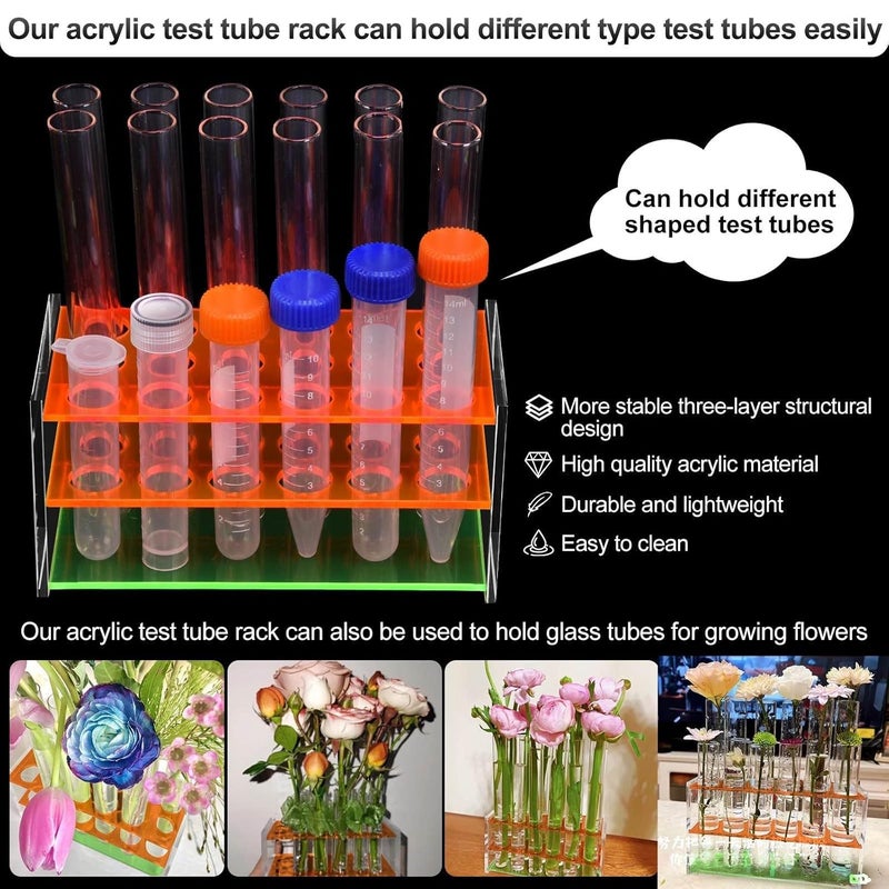 LabEdit Colorful Acrylic Test Tube Holder Rack with 17mm Wells for Test Tube Make up pens etc(Colorful, 17mm) - Image 4